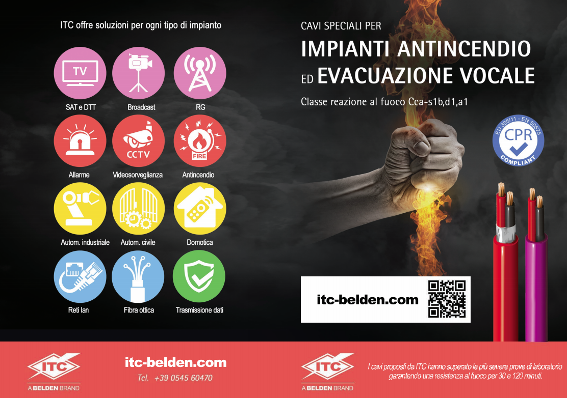 Cavi Antincendio ed EVAC certificati secondo la normativa CPR