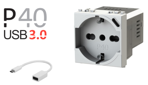 Nuova presa USB integrata nella presa P40 Schuko / Bipasso
