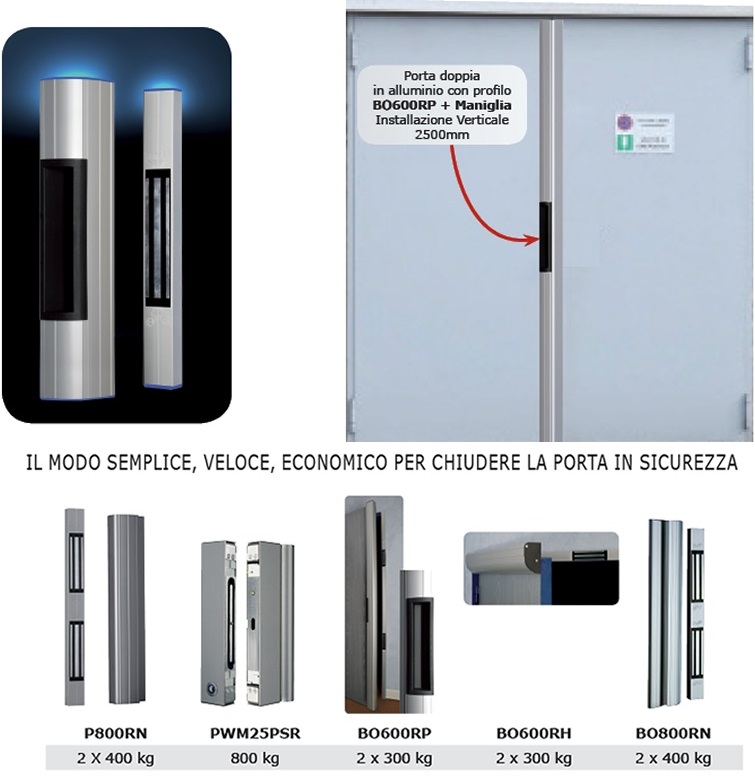 Profili in Alluminio con Elettromagneti di tenuta da 300-400 e 500Kg Brevettati